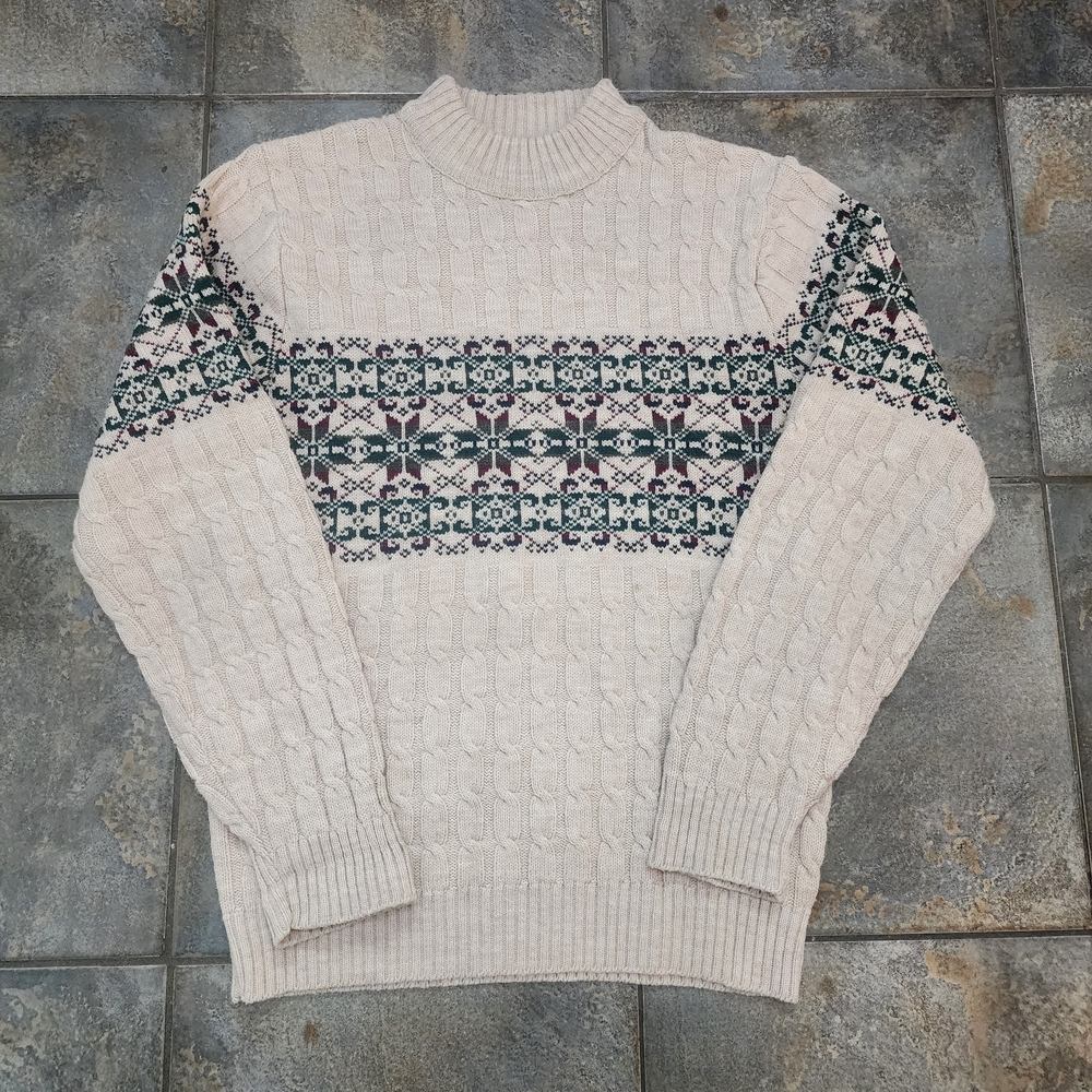 Vintage 80s Lord Jeff Men's Medium (Fits Small) Cable Knit Grandpa Sweater